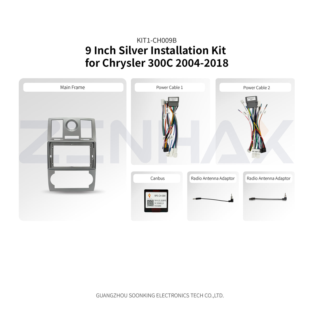 KIT1-CH009B complete installation kit for Chrysler 300C 2004-2018