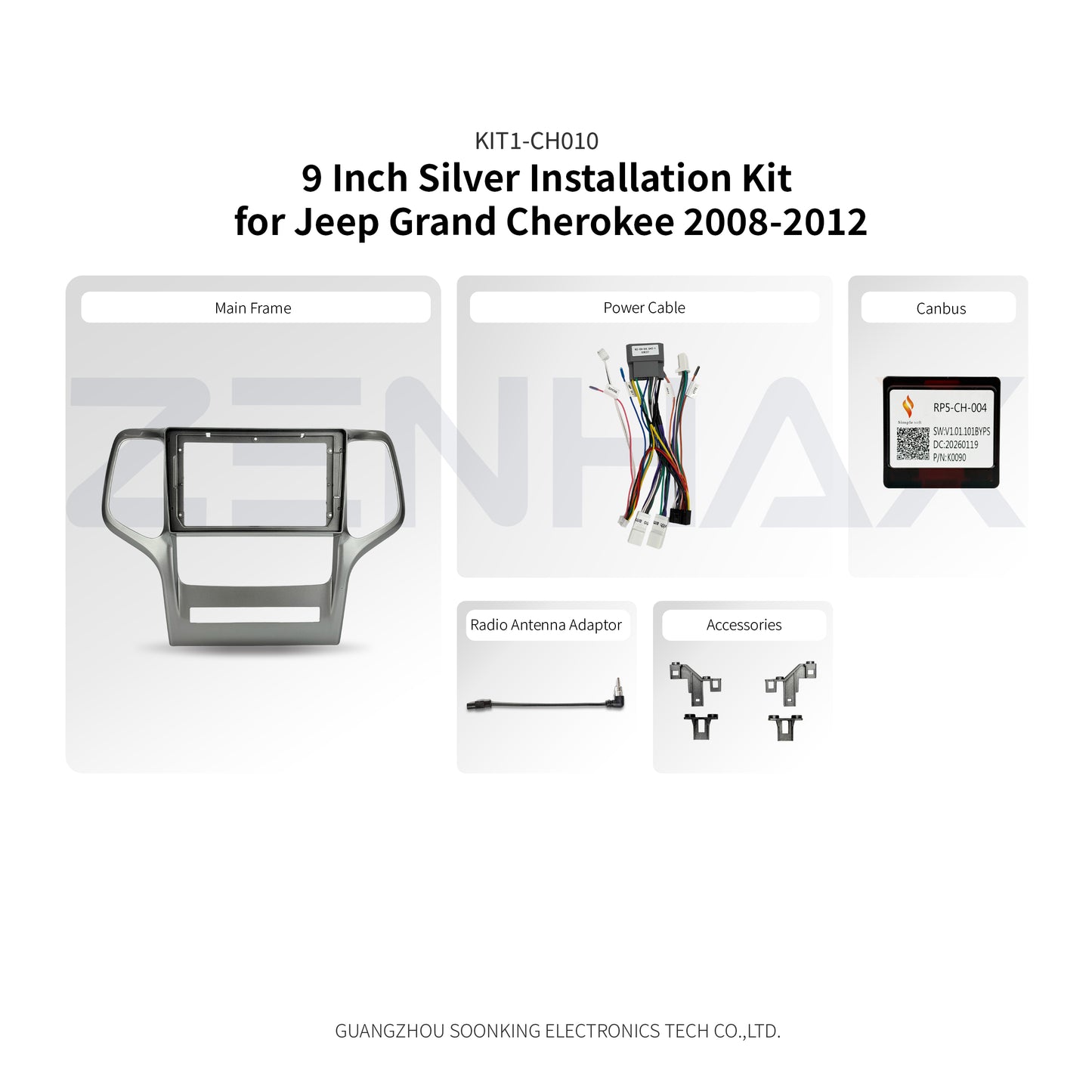 KIT1-CH010 complete installation kit for Jeep Grand Cherokee 2008-2012