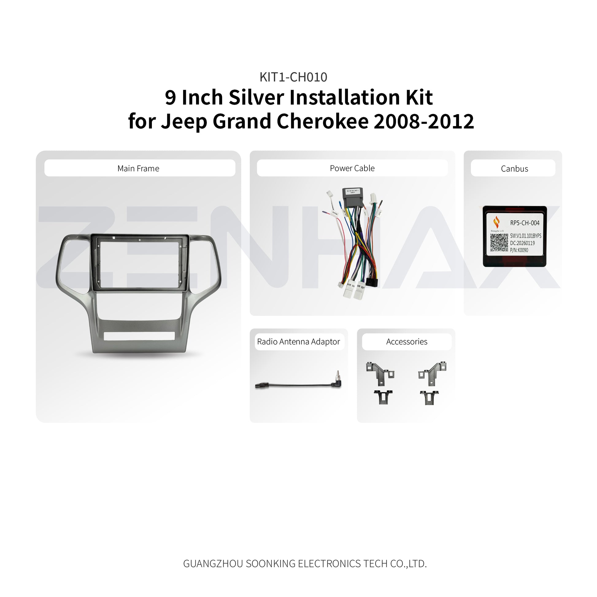 KIT1-CH010 complete installation kit for Jeep Grand Cherokee 2008-2012