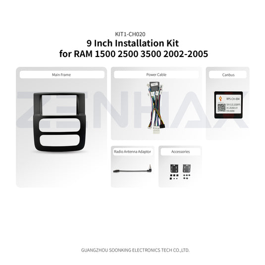 KIT1-CH020 complete installation kit for Ram 1500 2500 3500 2002-2005