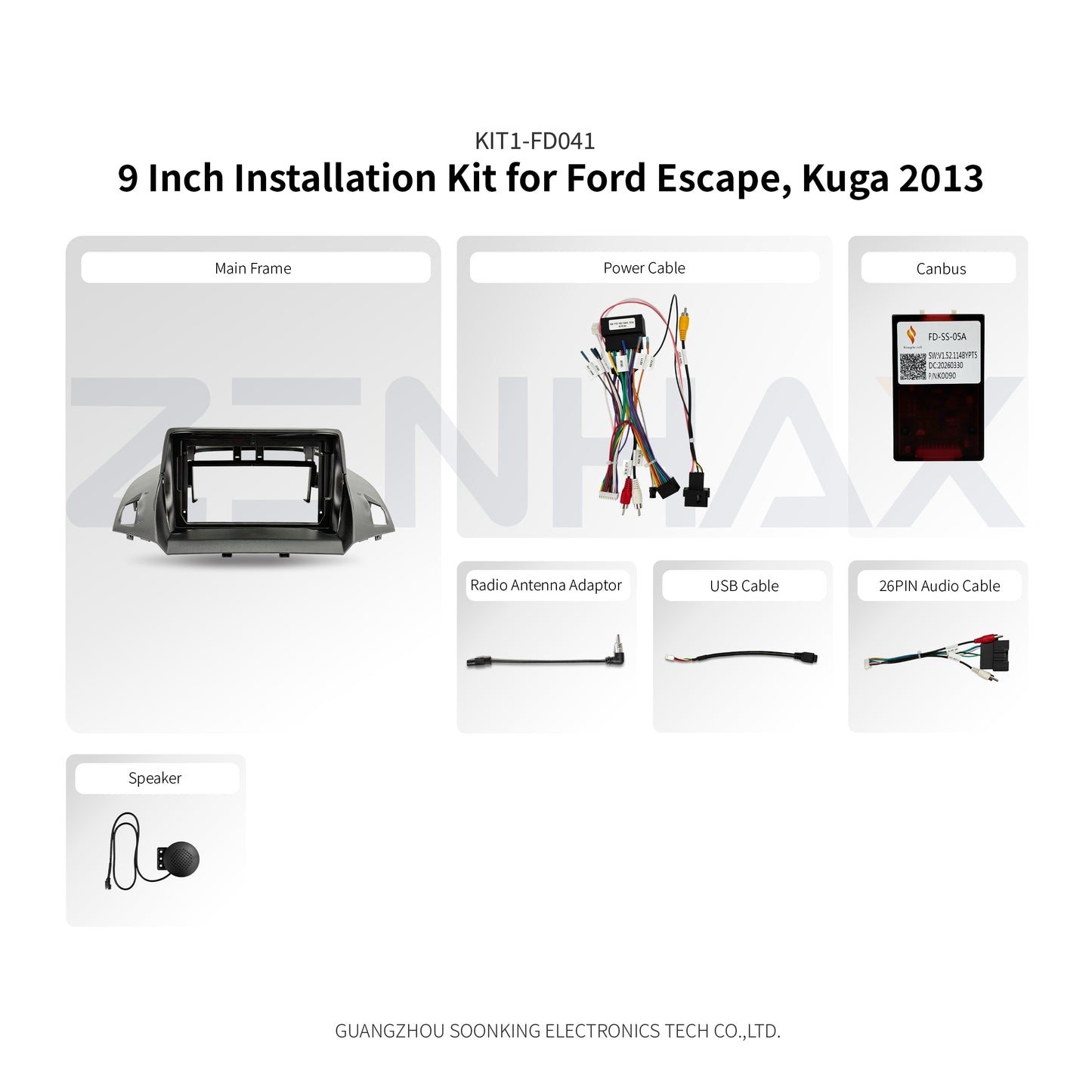KIT1-FD041 complete installation kit for Ford Escape/Kuga 2013