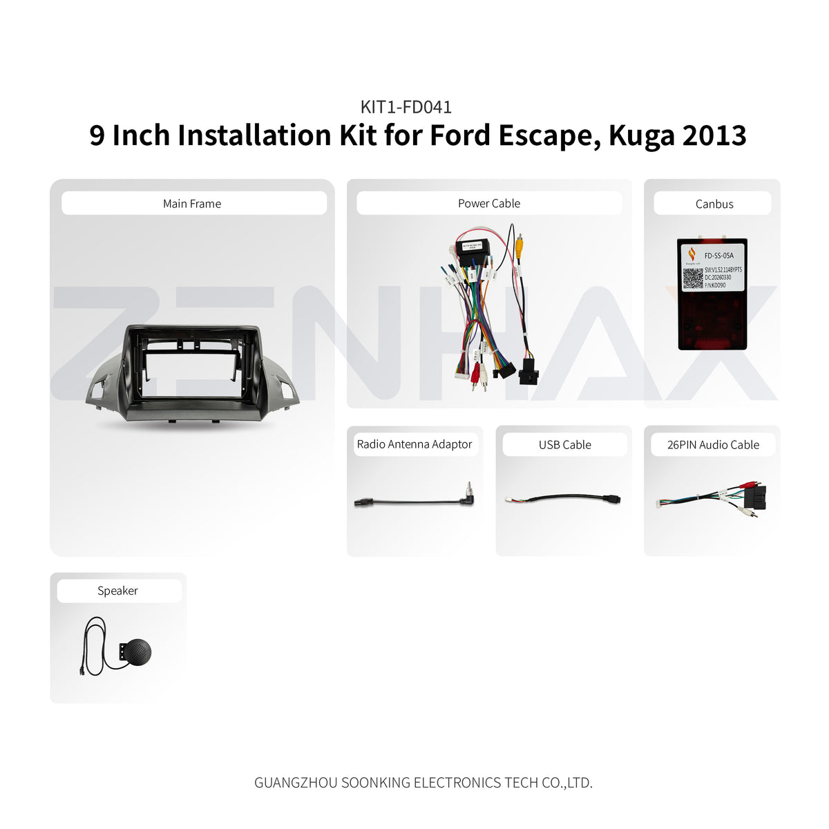 KIT1-FD041 complete installation kit for Ford Escape/Kuga 2013
