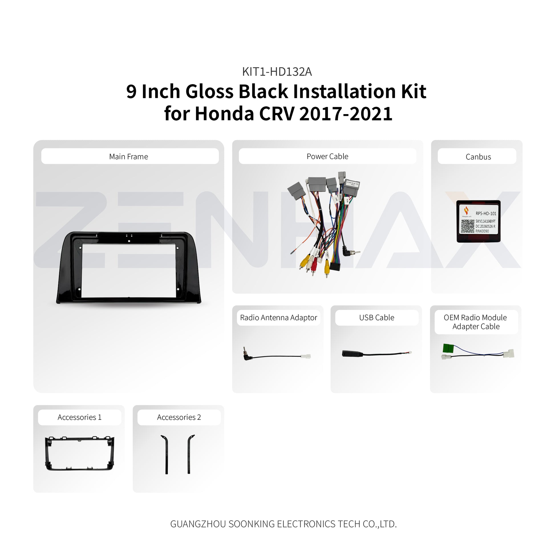 KIT1-HD132A complete installation kit for Honda CR-V 2017-2021