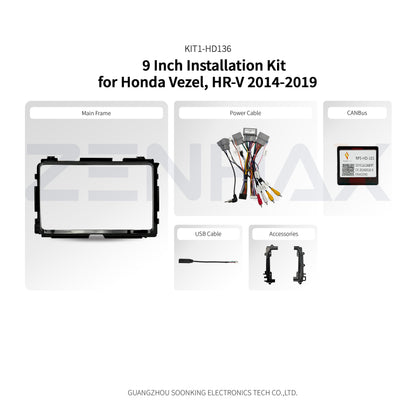 KIT1-HD136 complete installation kit for Honda Vezel/HR-V 2014-2019