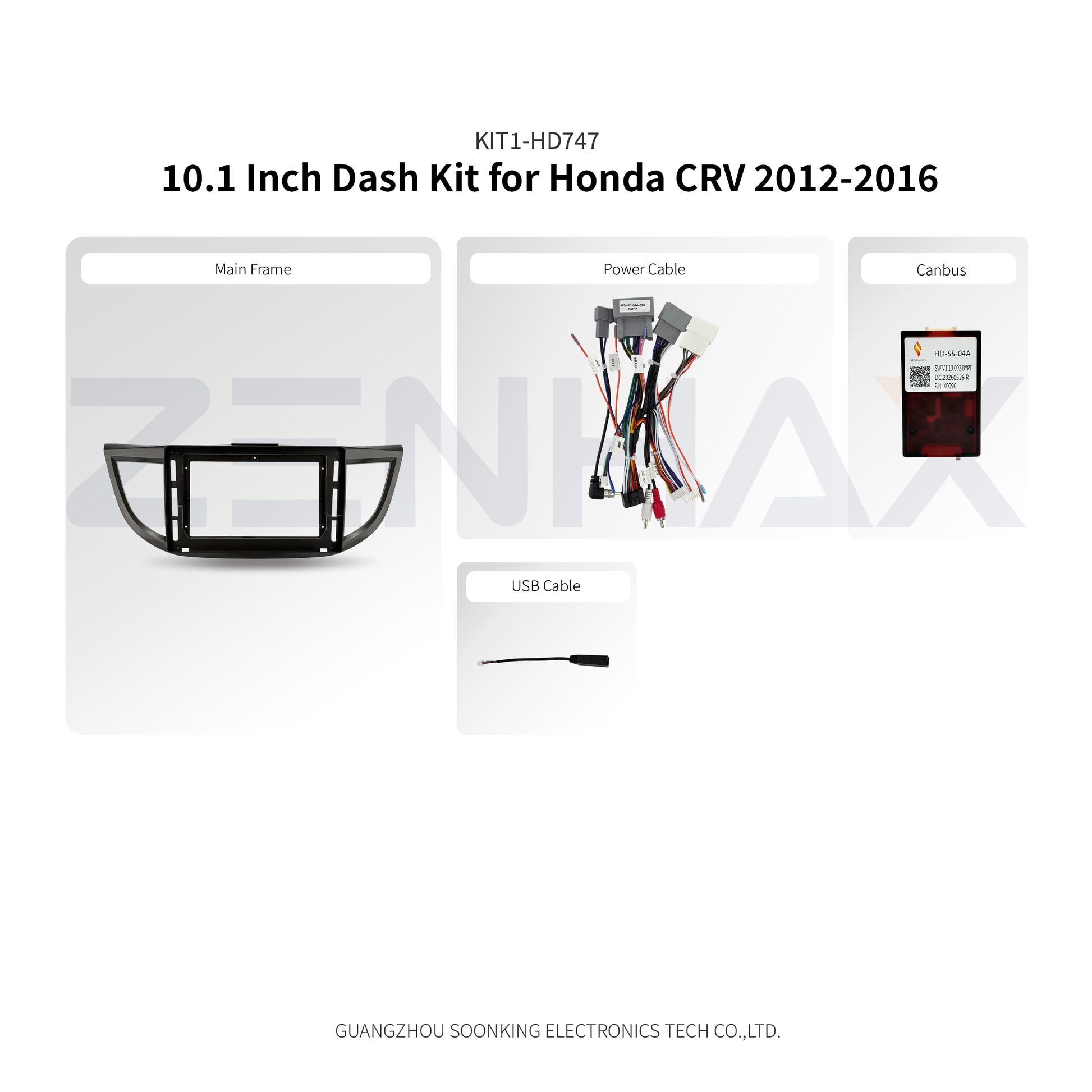 KIT1-HD747 complete installation kit for Honda CR-V 2012-2016