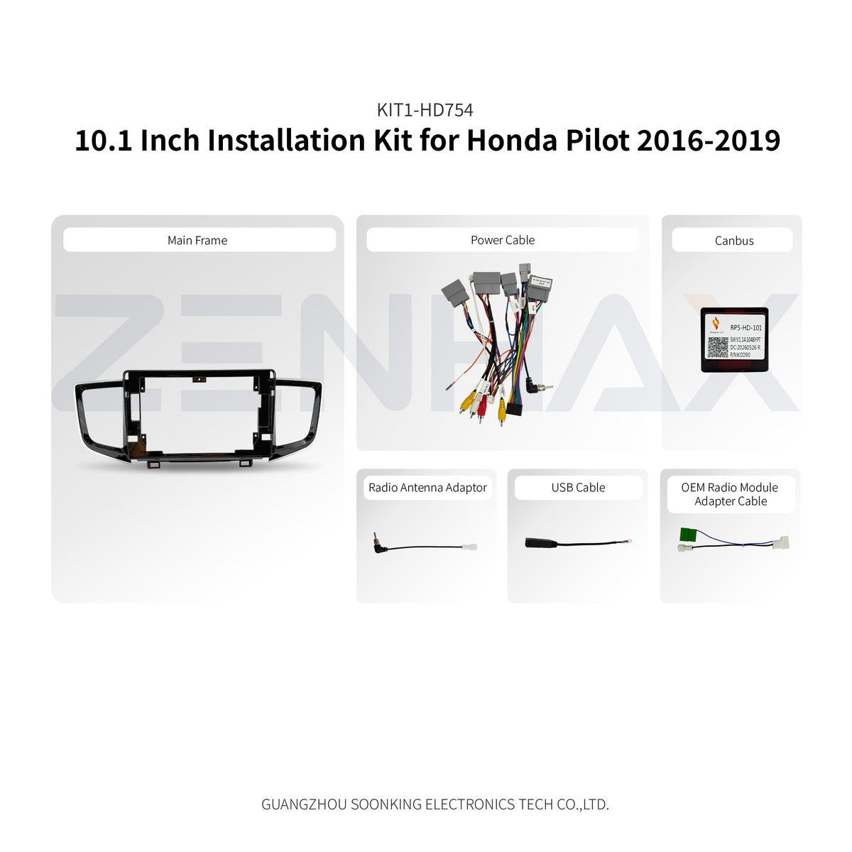 KIT1-HD754 complete installation kit for Honda Pilot 2016-2019