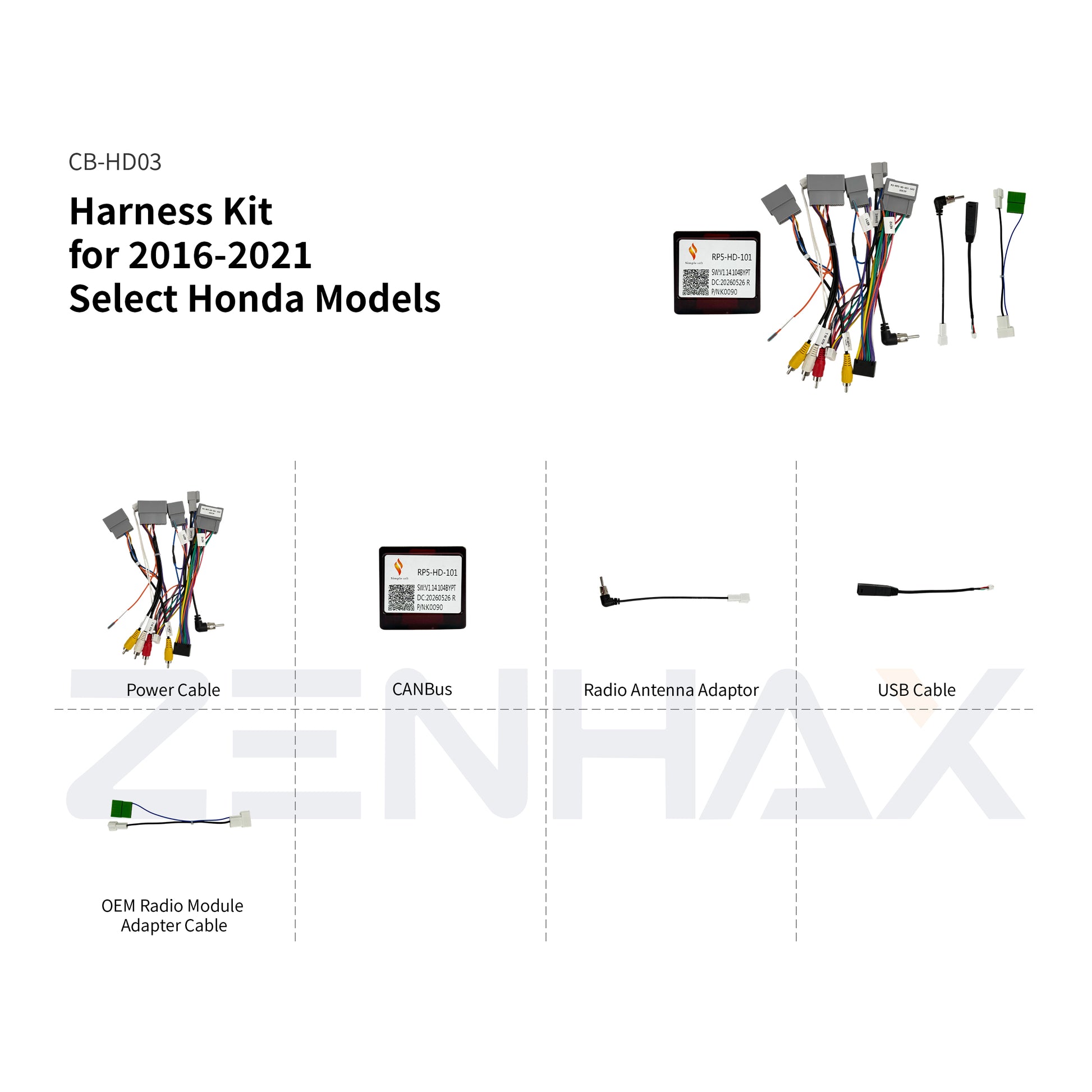 KIT1-HD754 matched wiring harness set for Honda Pilot 2016-2019