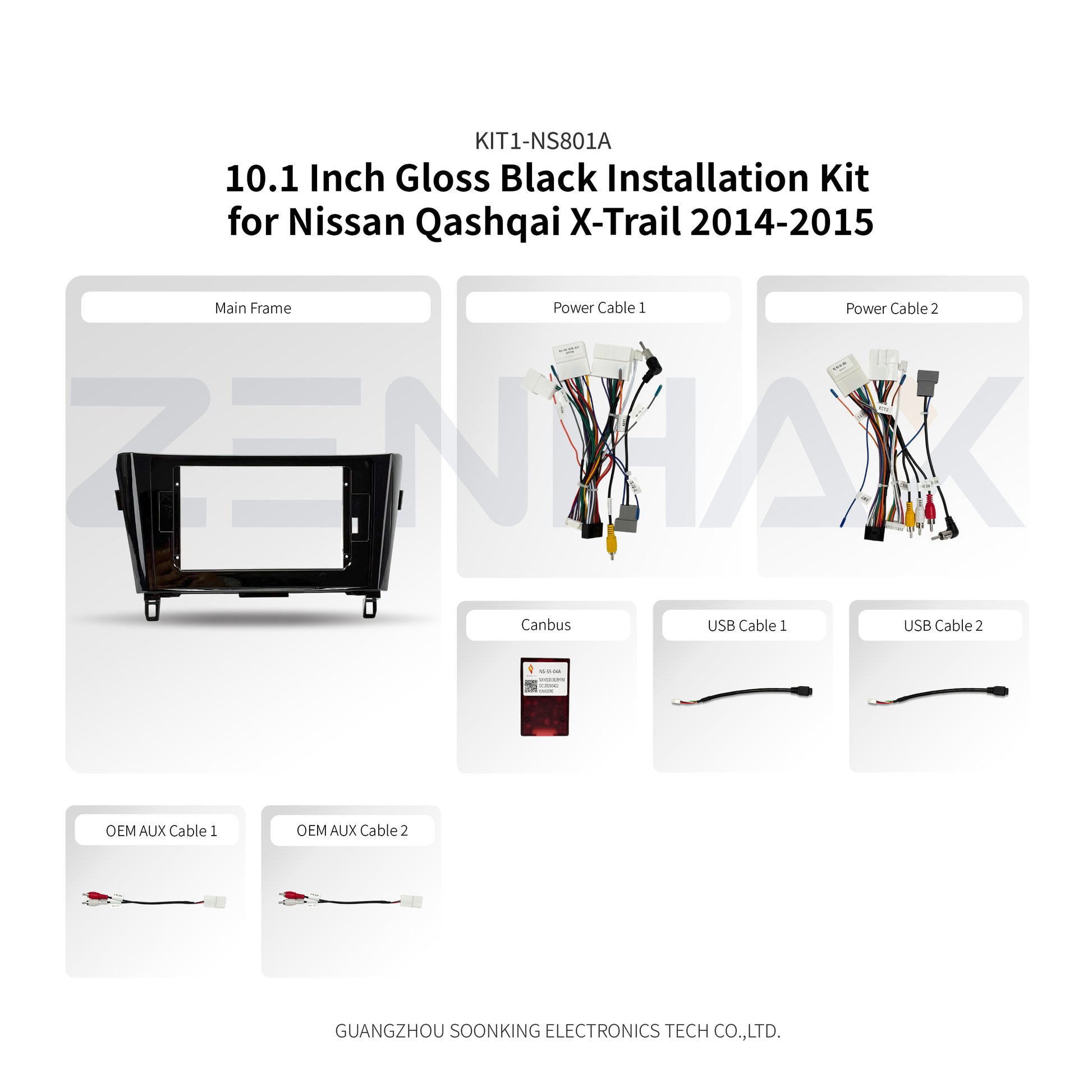 KIT1-NS801A complete installation kit for Nissan Qashqai/X-Trail 2014-2015