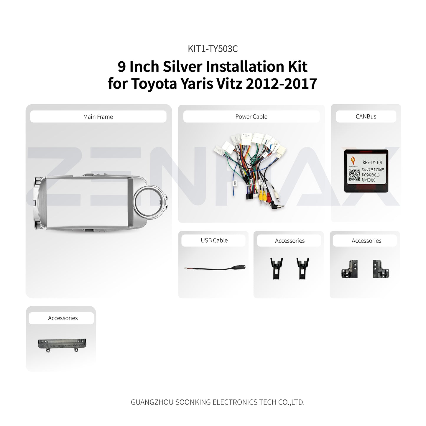 KIT1-TY503C complete installation kit for Toyota Yaris/Vitz 2012-2017