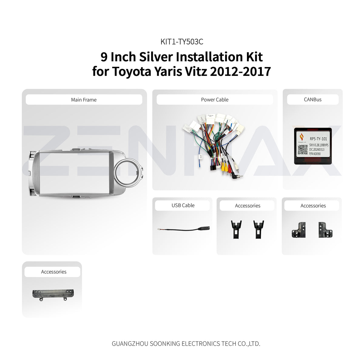 KIT1-TY503C complete installation kit for Toyota Yaris/Vitz 2012-2017
