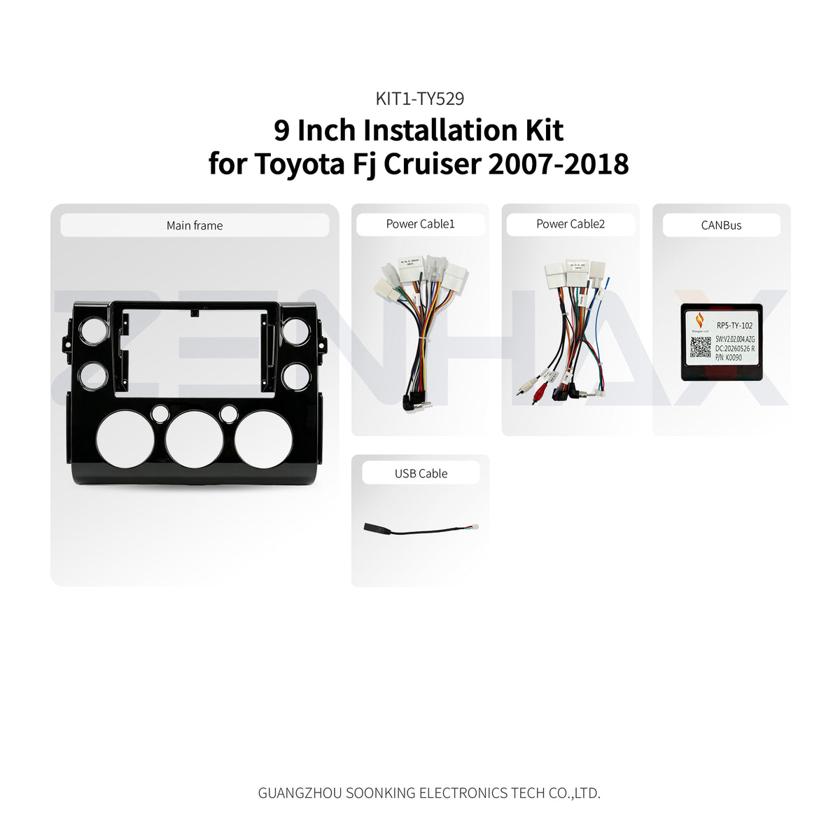 KIT1-TY529 complete installation kit for Toyota FJ Cruiser 2007-2018