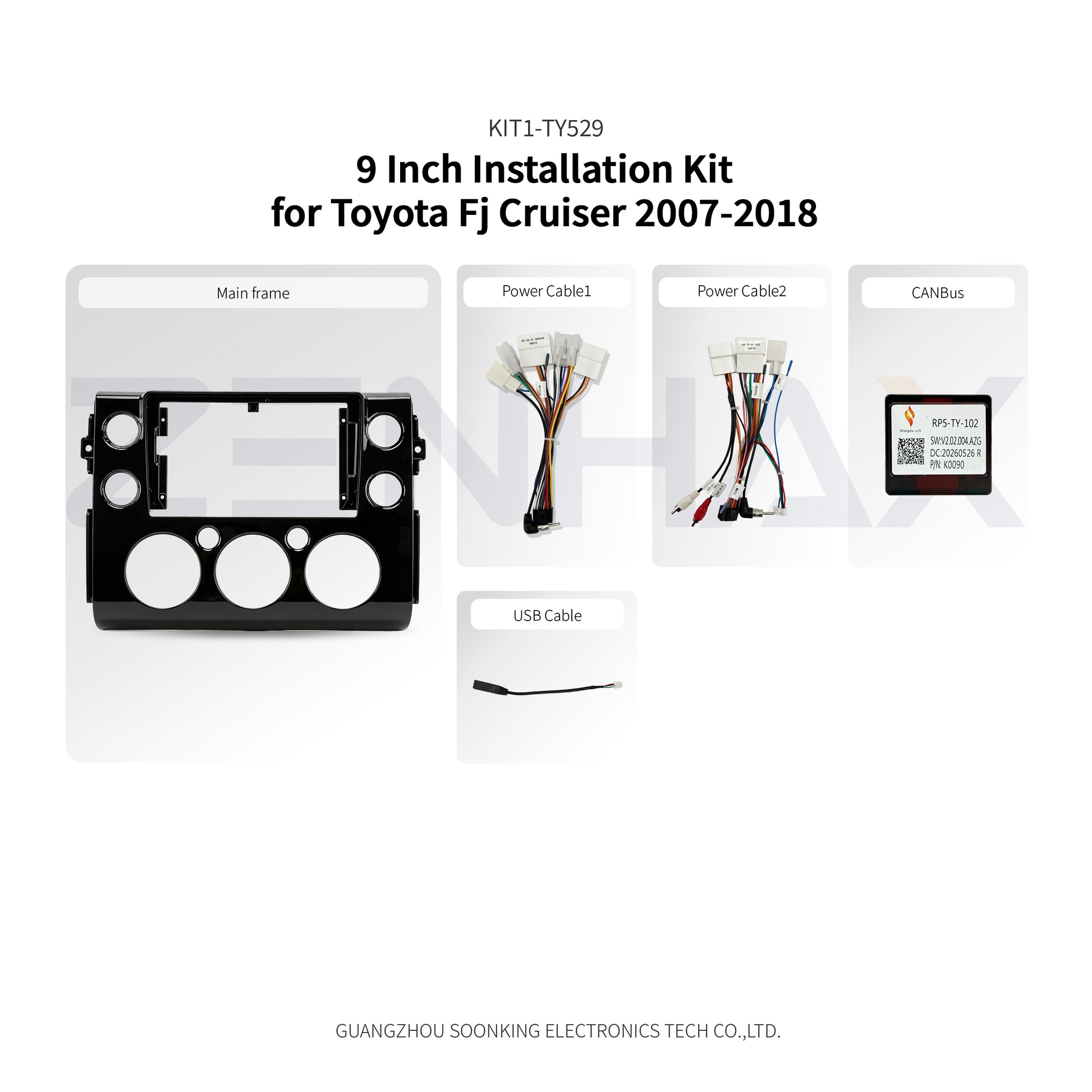 KIT1-TY529 complete installation kit for Toyota FJ Cruiser 2007-2018