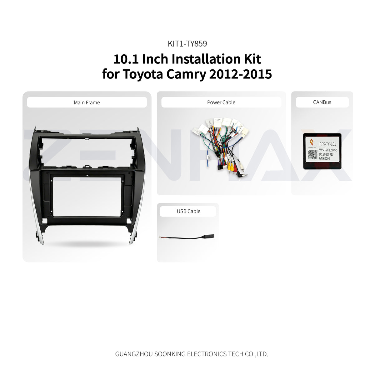 KIT1-TY859 complete installation kit for Toyota Camry 2012-2015