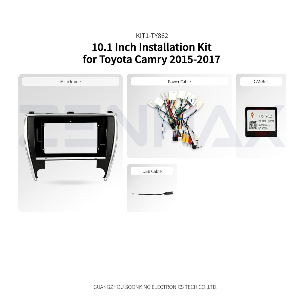 KIT1-TY862 complete installation kit for Toyota Camry 2015-2017