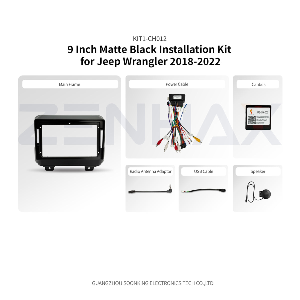 KIT2-CH012 complete installation kit for Jeep Wrangler 2018-2022