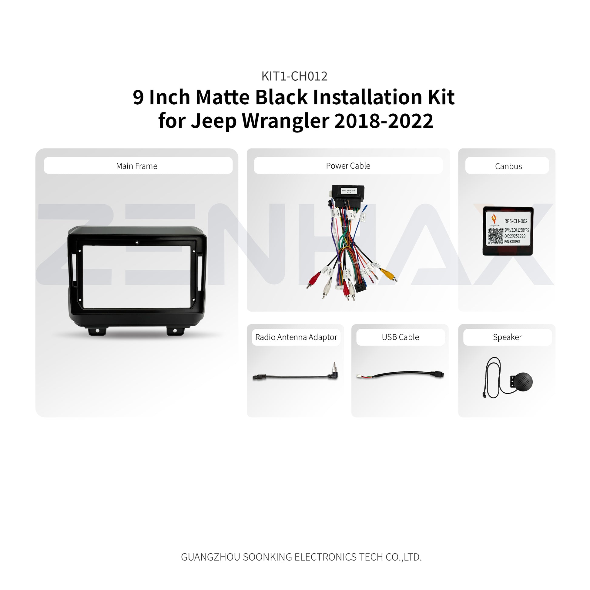 KIT2-CH012 complete installation kit for Jeep Wrangler 2018-2022
