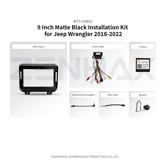 KIT2-CH012 complete installation kit for Jeep Wrangler 2018-2022