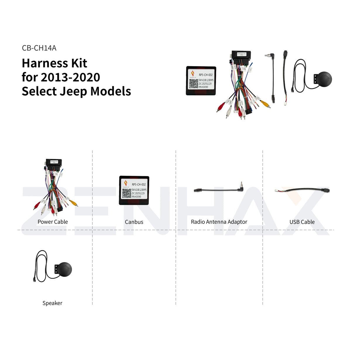 KIT2-CH012 matched wiring harness set for Jeep Wrangler 2018-2022