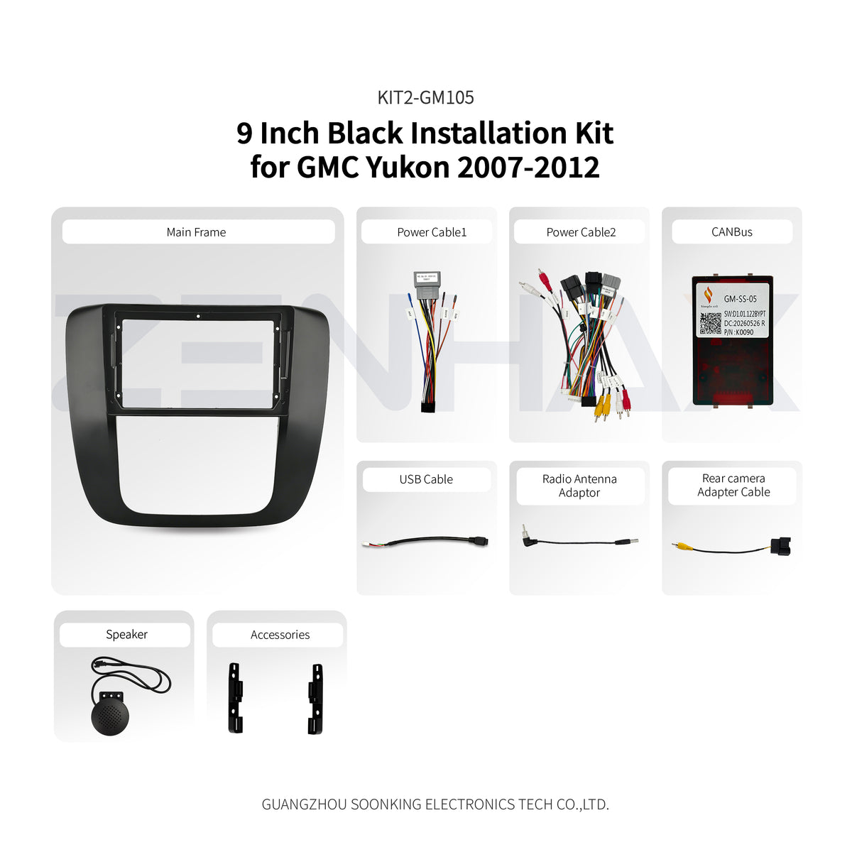 KIT2-GM105 complete installation kit for GMC Yukon 2007-2012