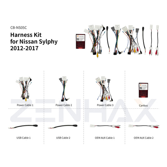 KIT2-NS798 matched wiring harness set for Nissan Sylphy 2012-2017 Low Trim