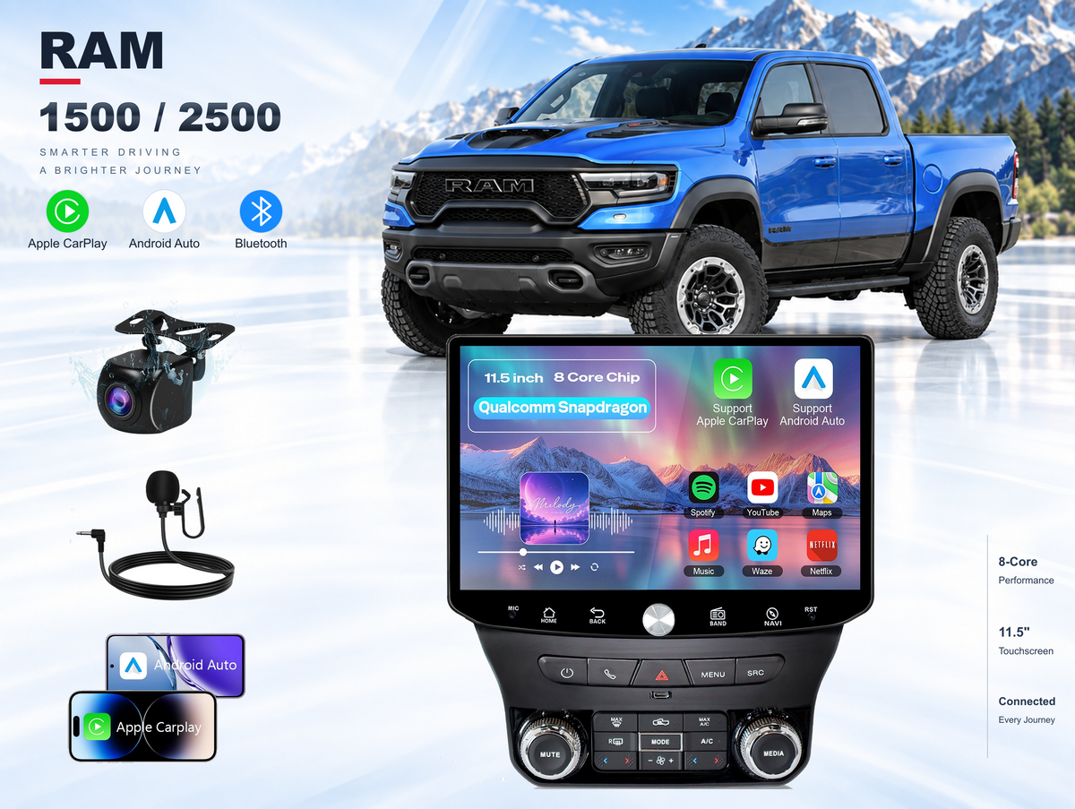 11.5" 2K Android Car Stereo for Ram 1500/2500 2019-2023 | Carplay