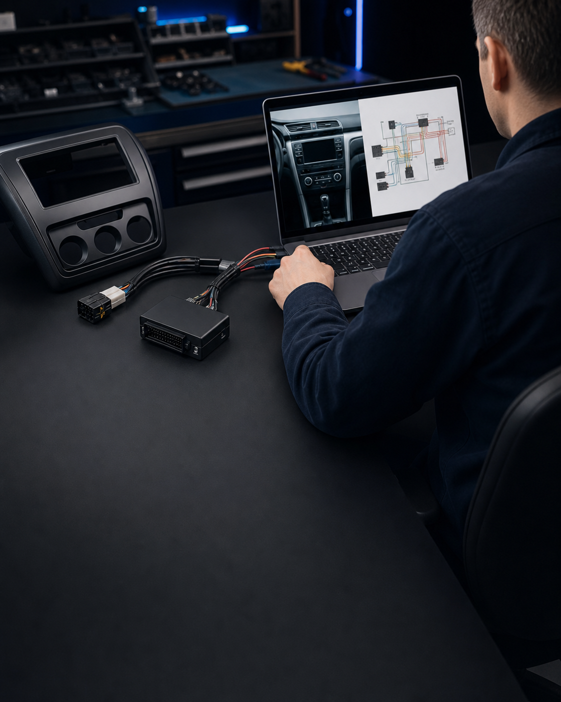 ZENHAX technical support specialist reviewing vehicle fitment, wiring harness and CAN Bus integration