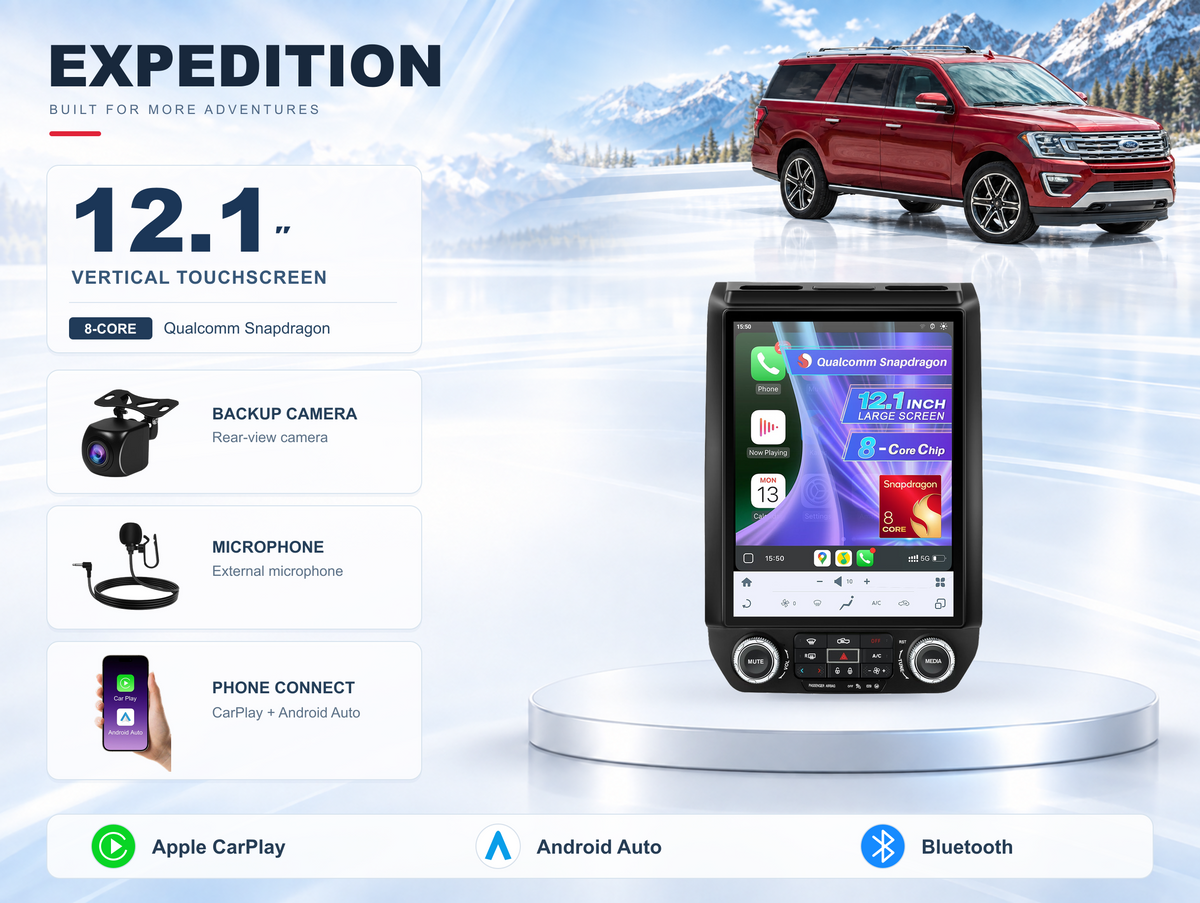 12.1" Vertical Android Car Stereo for Ford Expedition 2018-2021 | CarPlay