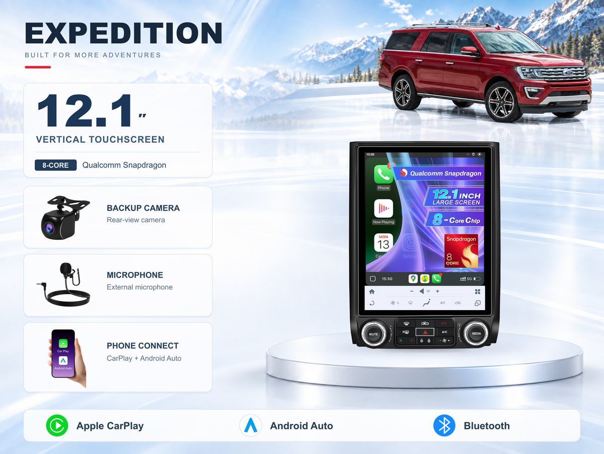 12.1" Vertical Android Car Stereo for Ford Expedition 2015-2018 | Carplay