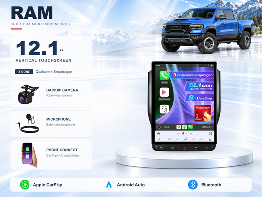 12.1" Vertical Android Car Stereo for Dodge Ram 2019-2023 | Carplay