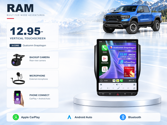 12.95" Vertical Android Car Stereo for Dodge Ram 2019-2023 | CarPlay