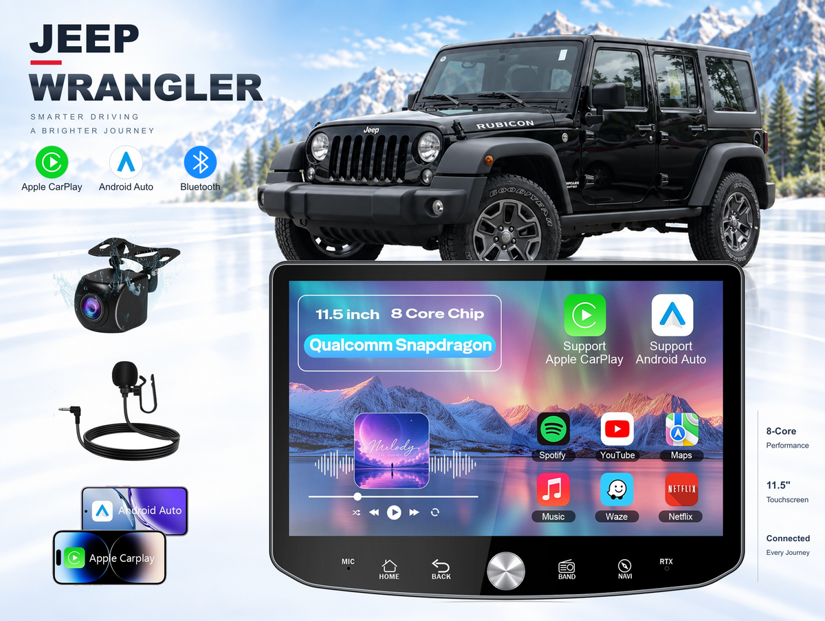 11.5" 2K Android Car Stereo for Jeep Wrangler 2011-2017 | CarPlay